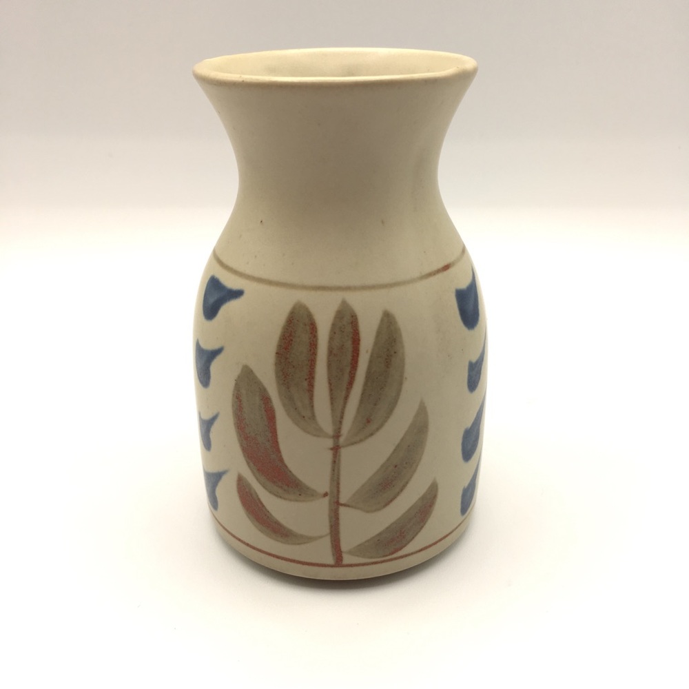 Vintage Takahashi Bud Vase 4.5” Floral Stoneware Mid Century Modern